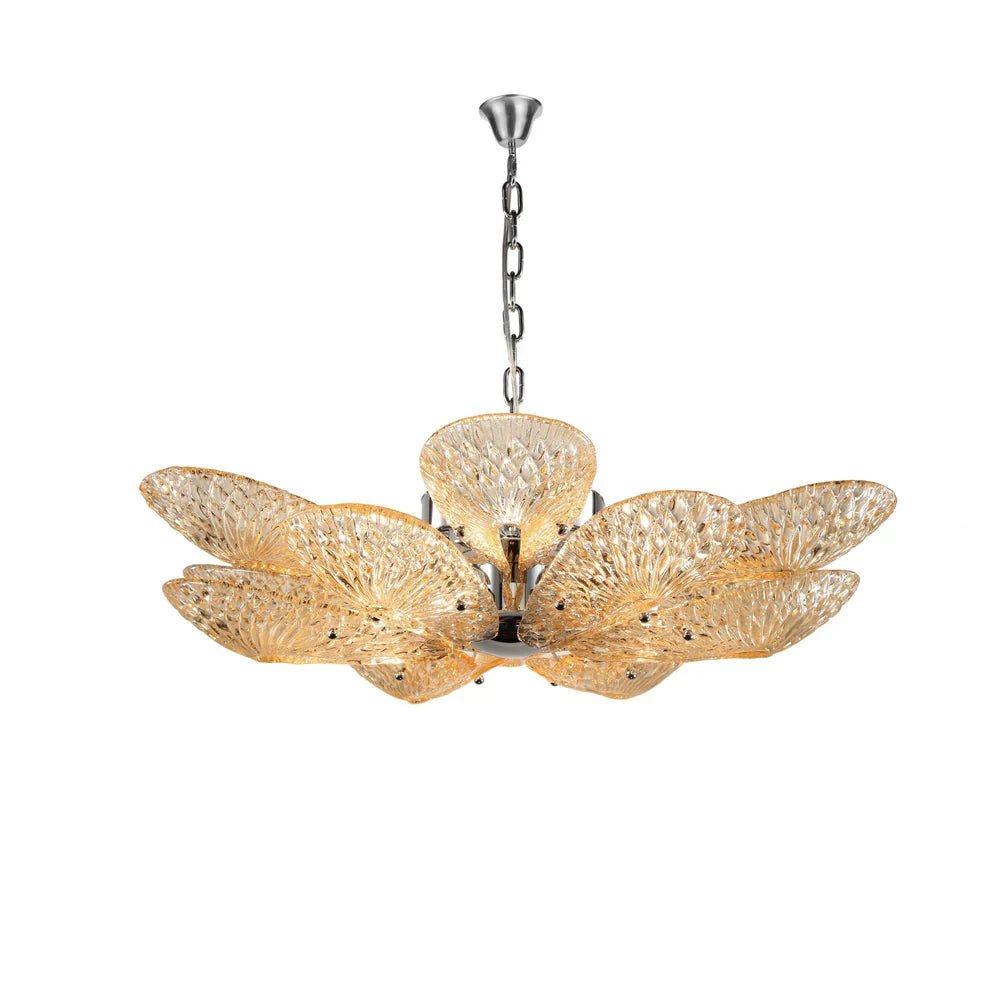 BU Bella Murano Glass Flower Chandelier - 1 - Tier: 33"W x 12"HSmokeBlushlighting