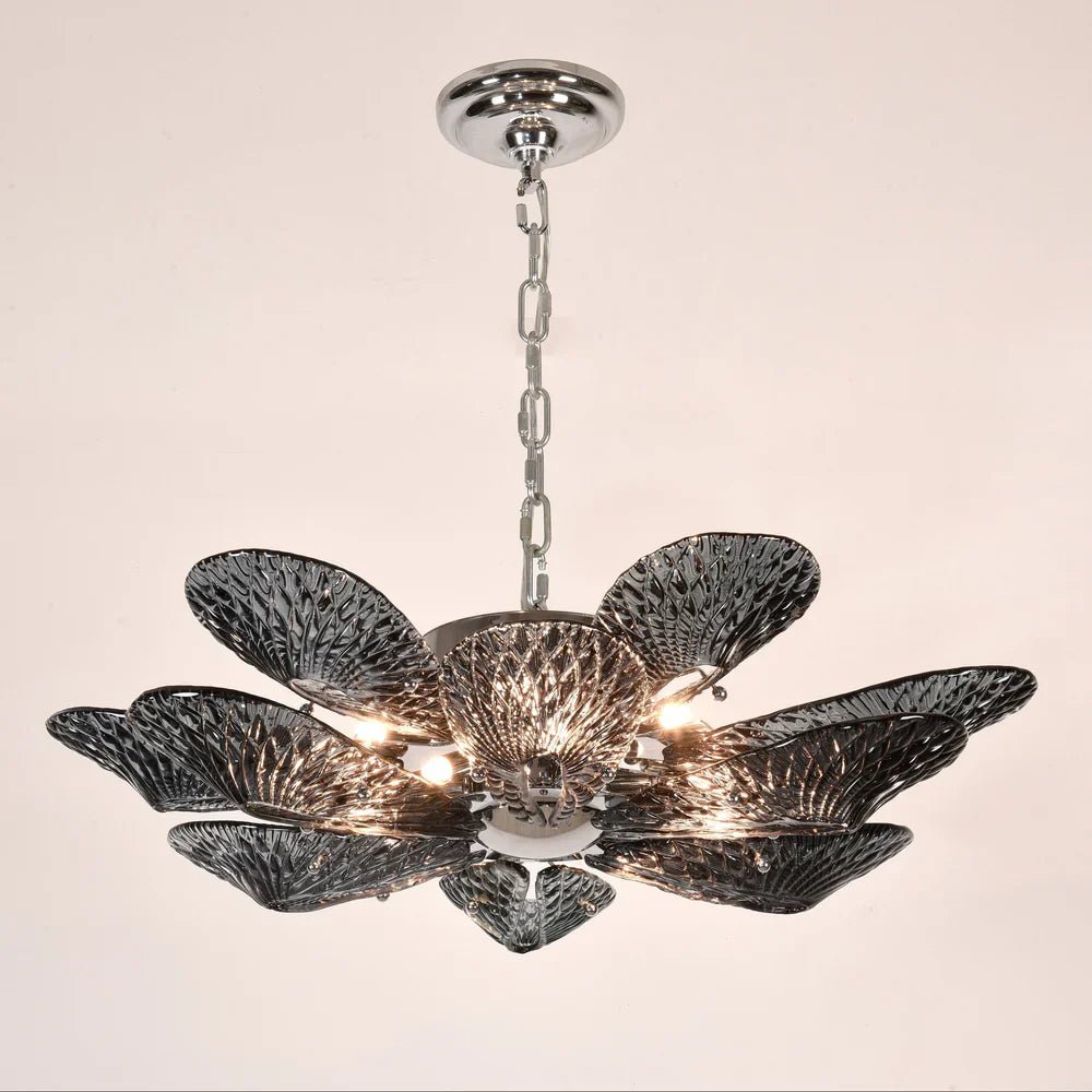 BU Bella Murano Glass Flower Chandelier - 1 - Tier: 33"W x 12"HSmokeBlushlighting