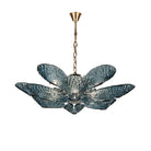 BU Bella Murano Glass Flower Chandelier-1-Tier: 33"W x 12"H-Armani Blue-