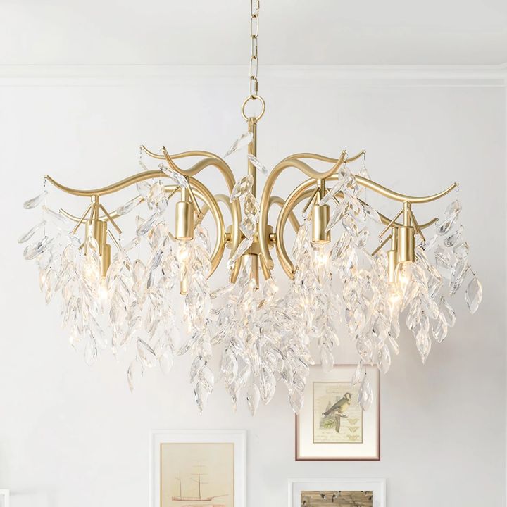 BU Dorale Modern Chandelier - 7 heads Size: Dia 23.6″(60cm) x H 27.6″(70cm)Brass & ClearBlushlighting