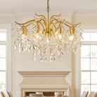 BU Dorale Modern Chandelier - 7 heads Size: Dia 23.6″(60cm) x H 27.6″(70cm)Brass & ClearBlushlighting