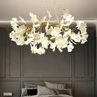 BU Ginkgo Ceramic Circle Chandelier - 24"GoldBlushlighting