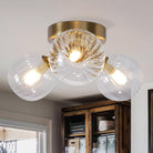 Bubble Ball Swirled Glass Chandelier 3-Light Semi Flush Mount Ceiling Mid Century Light Fixture