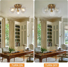 Bubble Ball Swirled Glass Chandelier 3-Light Semi Flush Mount Ceiling Mid Century Light Fixture