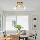 Bubble Ball Swirled Glass Chandelier 3-Light Semi Flush Mount Ceiling Mid Century Light Fixture