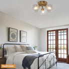 Bubble Ball Swirled Glass Chandelier 3-Light Semi Flush Mount Ceiling Mid Century Light Fixture