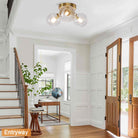 Bubble Ball Swirled Glass Chandelier 3-Light Semi Flush Mount Ceiling Mid Century Light Fixture