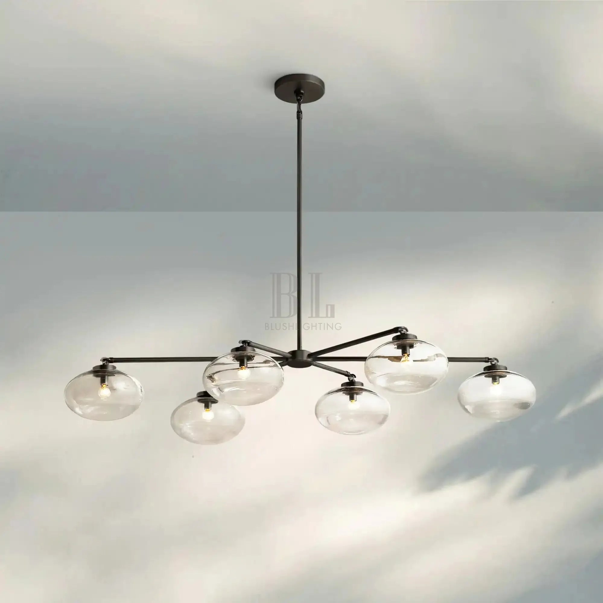 Cabrlet Clear Glass Mobile Linear Chandelier - Blushlighting