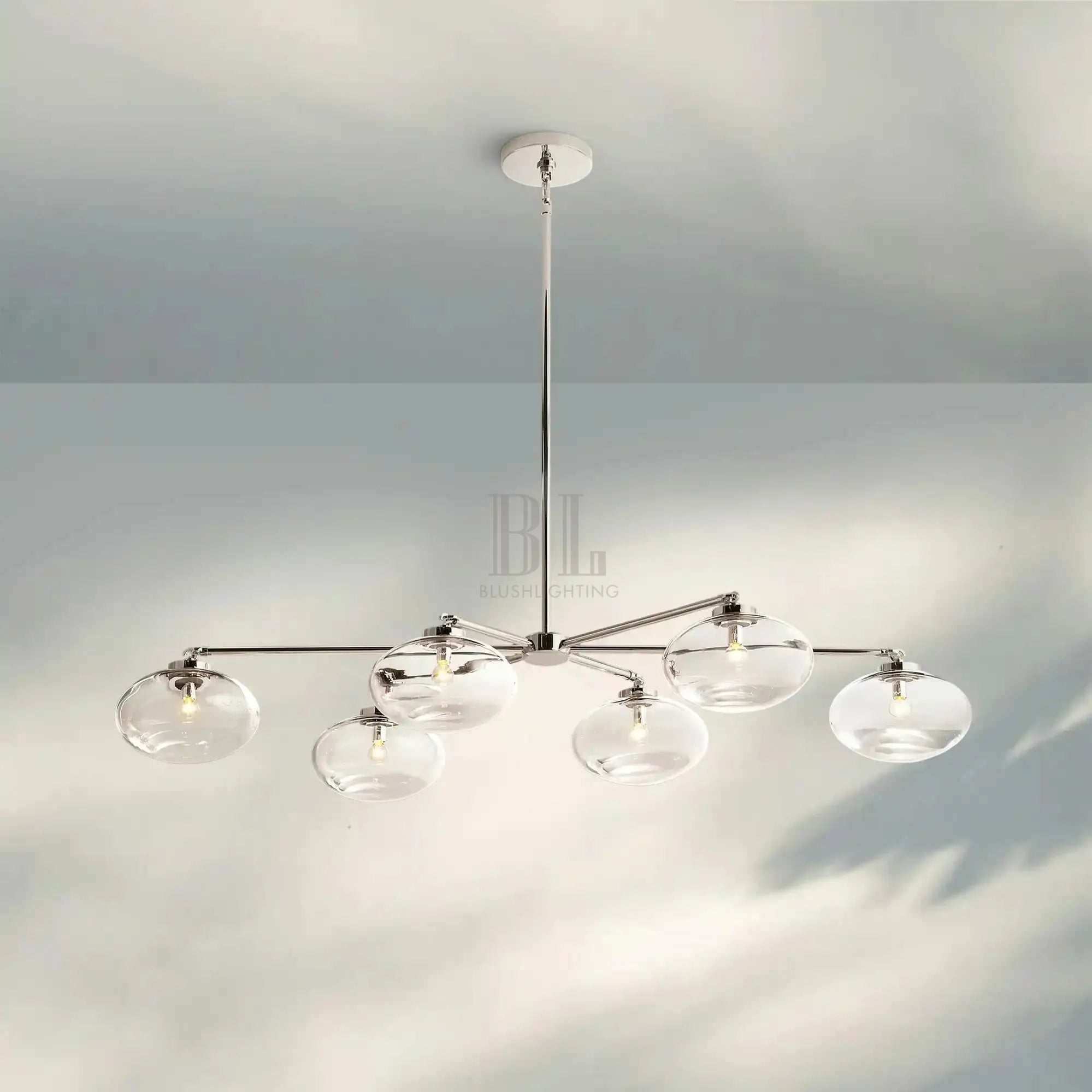 Cabrlet Clear Glass Mobile Linear Chandelier - Blushlighting