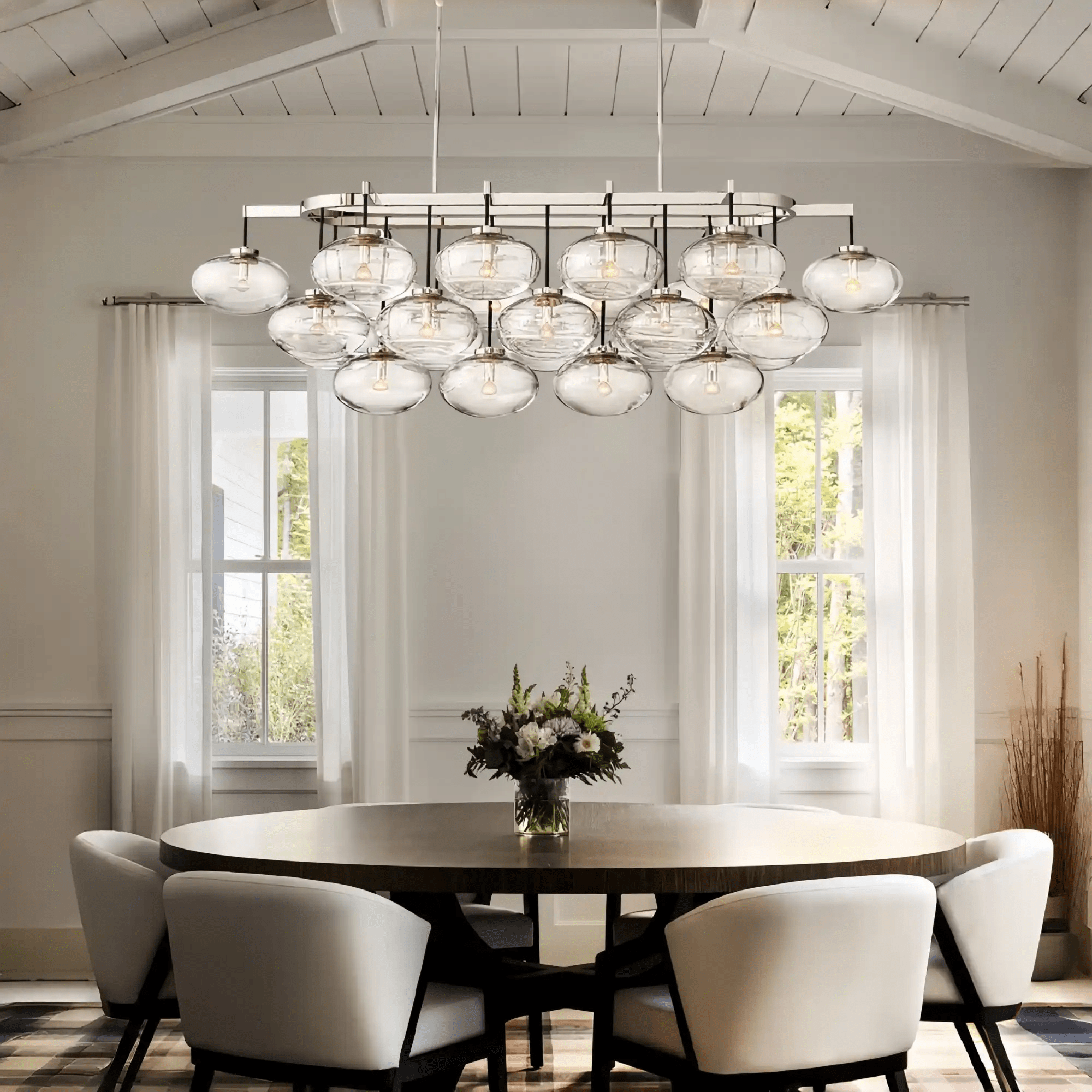 Cabrlet Clear/Amber Glass Linear Chandelier - Blushlighting