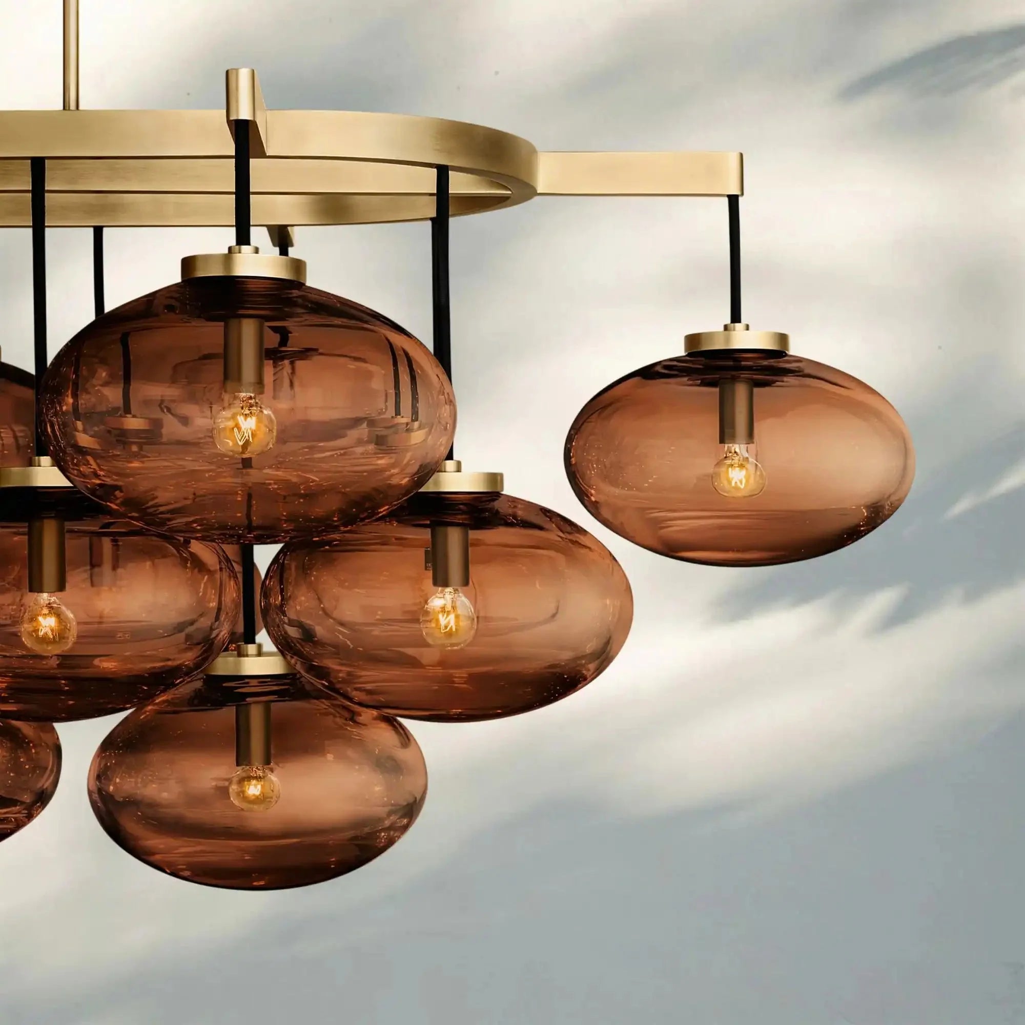 Cabrlet Clear/Amber Glass Linear Chandelier - Blushlighting