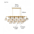 Cabrlet Clear/Amber Glass Linear Chandelier - Blushlighting