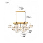 Cabrlet Clear/Amber Glass Linear Chandelier - Blushlighting