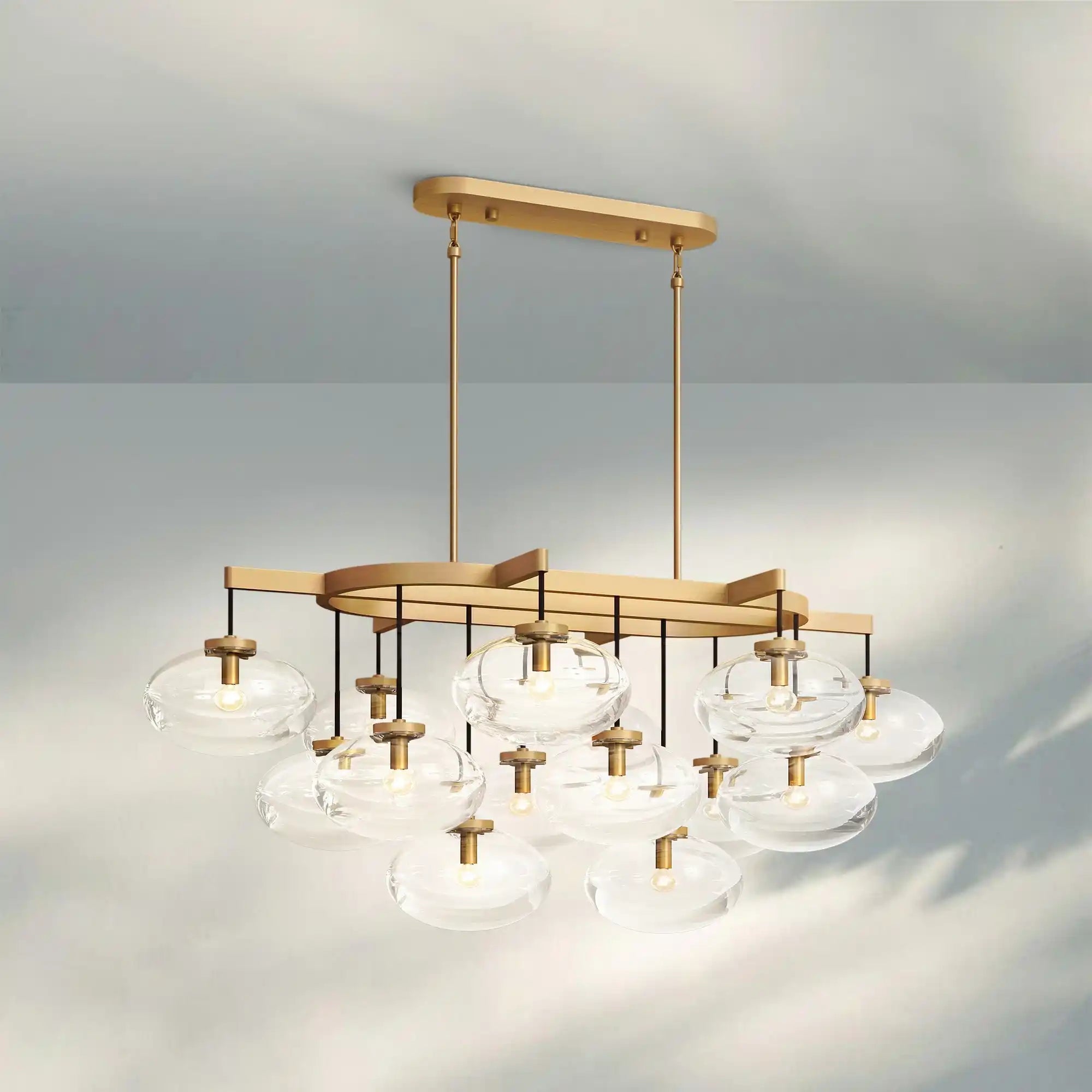 Cabrlet Clear/Amber Glass Linear Chandelier - Blushlighting