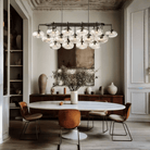 Cabrlet Clear/Amber Glass Linear Chandelier - Blushlighting