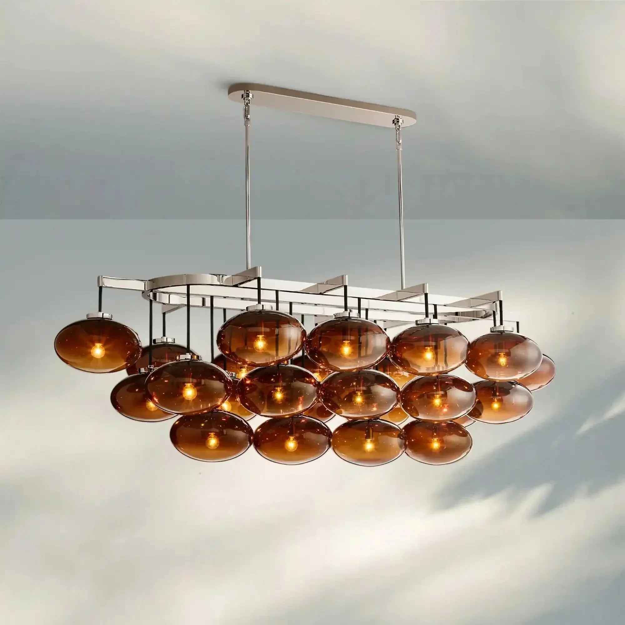 Cabrlet Clear/Amber Glass Linear Chandelier - Blushlighting