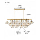Cabrlet Clear/Amber Glass Linear Chandelier - Blushlighting