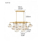 Cabrlet Clear/Amber Glass Linear Chandelier - Blushlighting