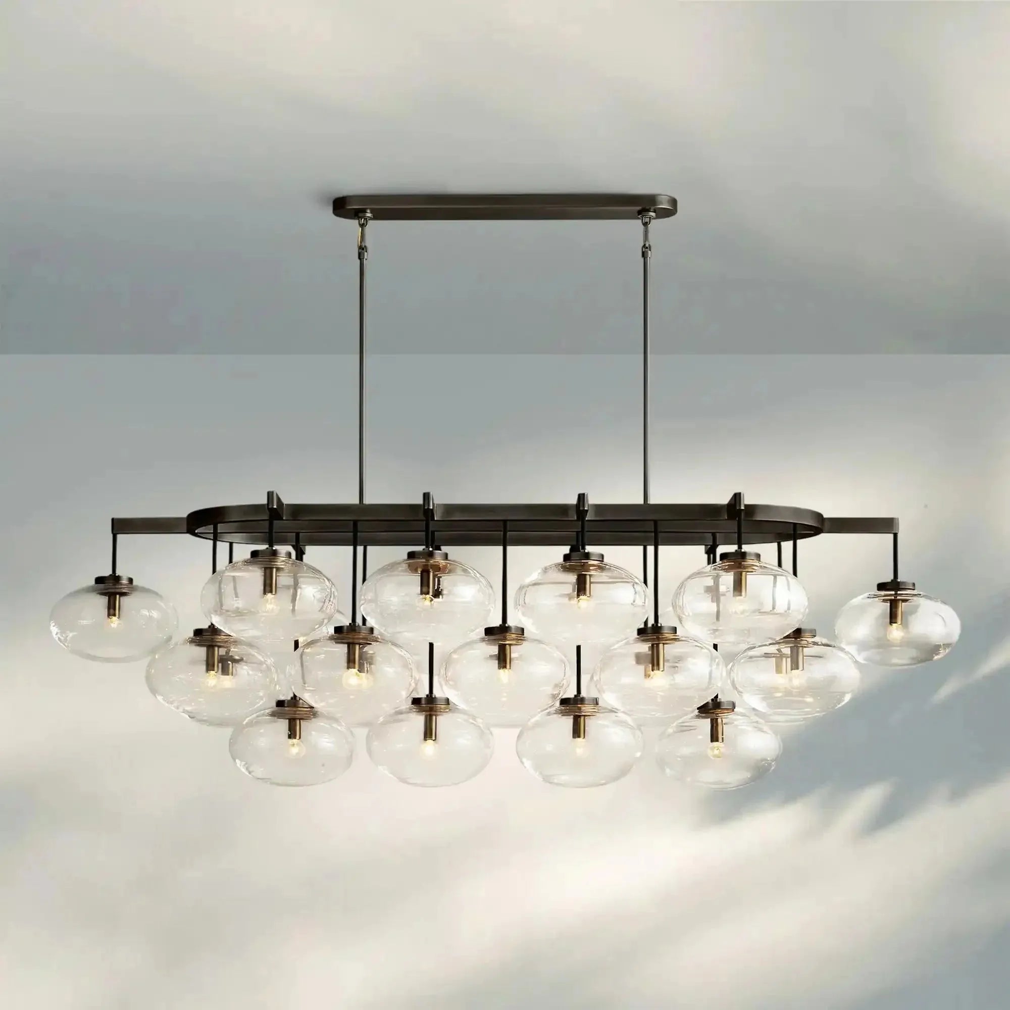 Cabrlet Clear/Amber Glass Linear Chandelier - Blushlighting