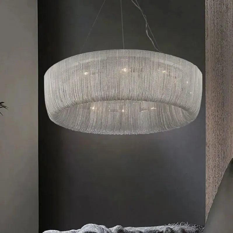 Cadenas Aluminum Chain Tassel Modern Chandelier - 32"Blushlighting