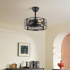 Cage Industrial Black Bladeless Ceiling Fan Light 18" - Blushlighting