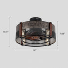 Caged Ceiling Fan with Light and Remote Black Bladeless Reversible Low Profile 19" - Blushlighting