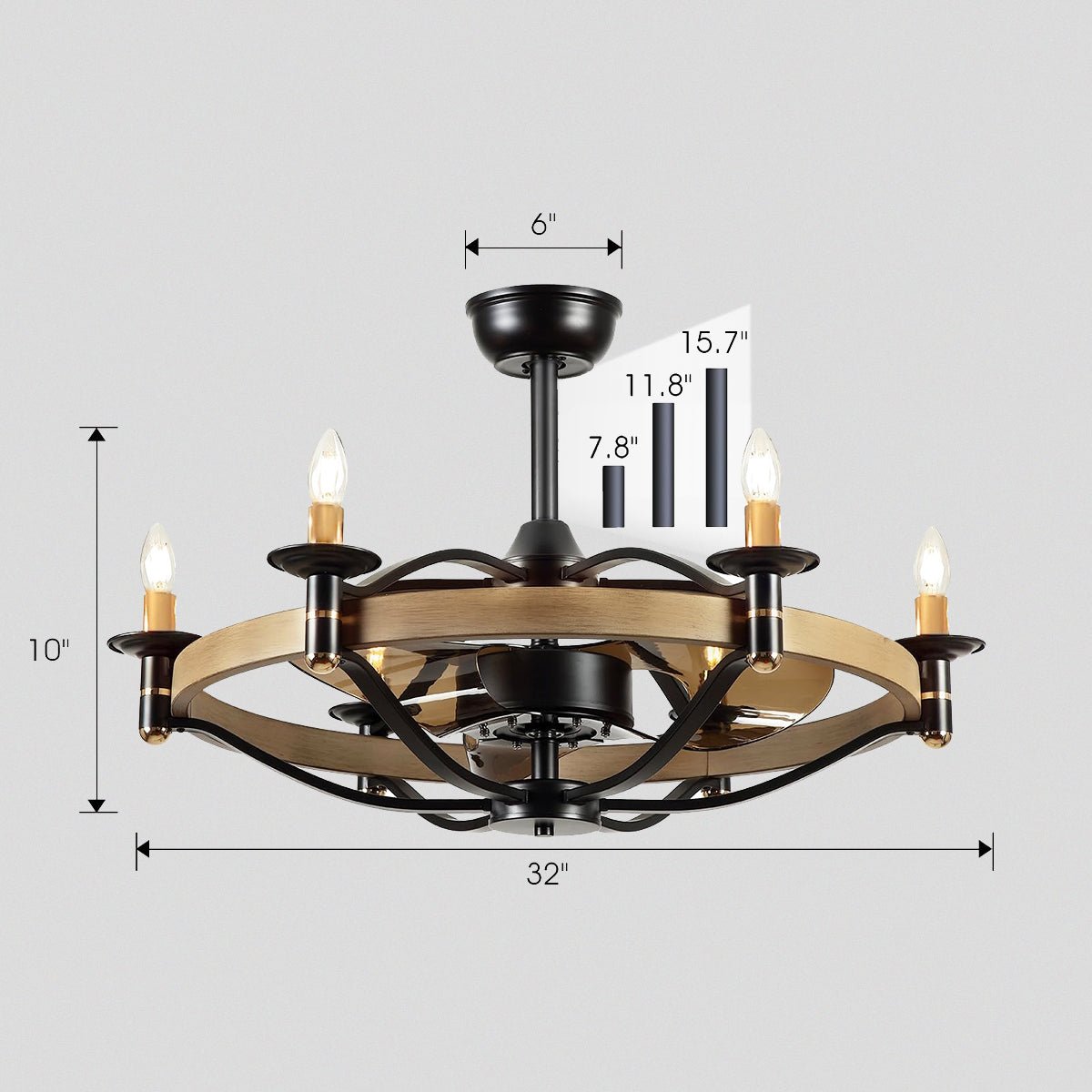 Caged Modern Farmhouse Ceiling Fan Light 32" - Blushlighting