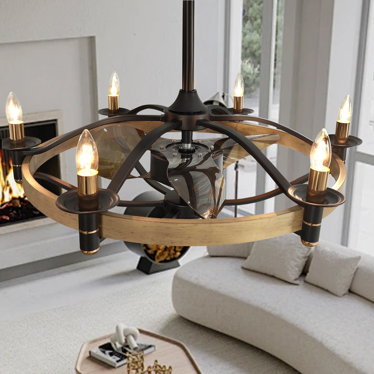 Caged Modern Farmhouse Ceiling Fan Light 32" - Blushlighting