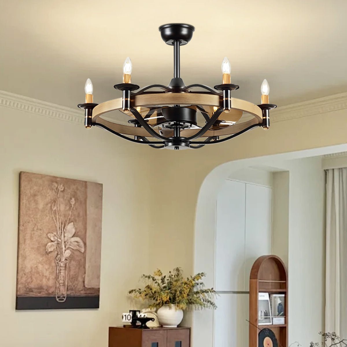 Caged Modern Farmhouse Ceiling Fan Light 32" - Blushlighting