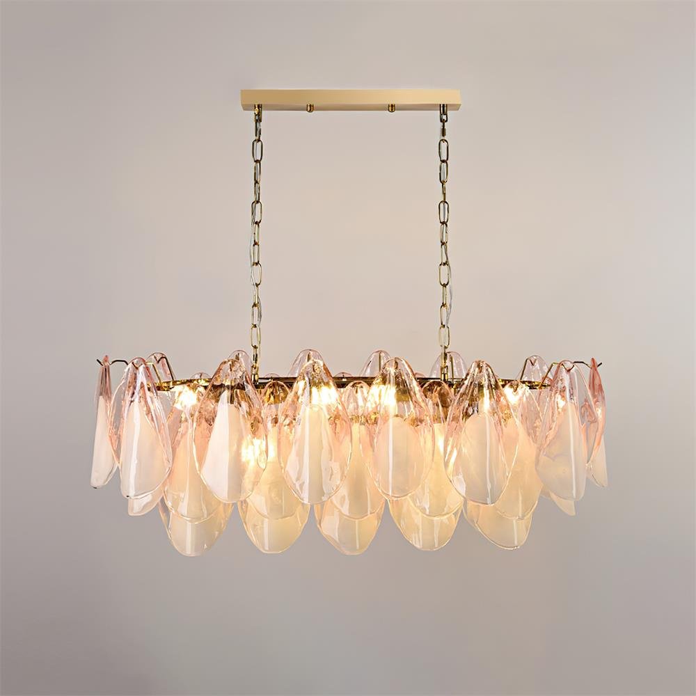 Caia Murano Glass Chandelier for Living Room - L 100cm x H 34cm / ∅ 39.3″ x H 13.3″Pink & WhiteBlushlighting