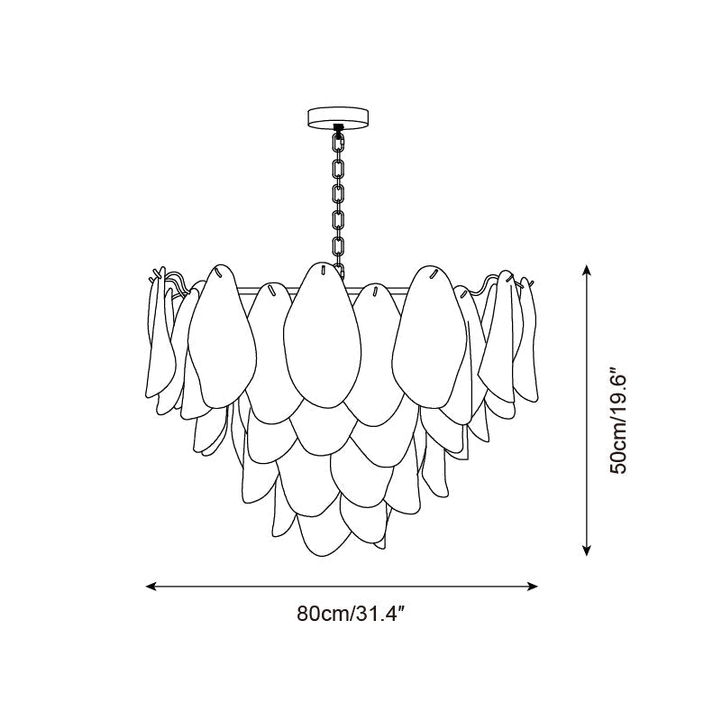 Caia Murano Glass Chandelier for Living Room - L 100cm x H 34cm / ∅ 39.3″ x H 13.3″Pink & WhiteBlushlighting