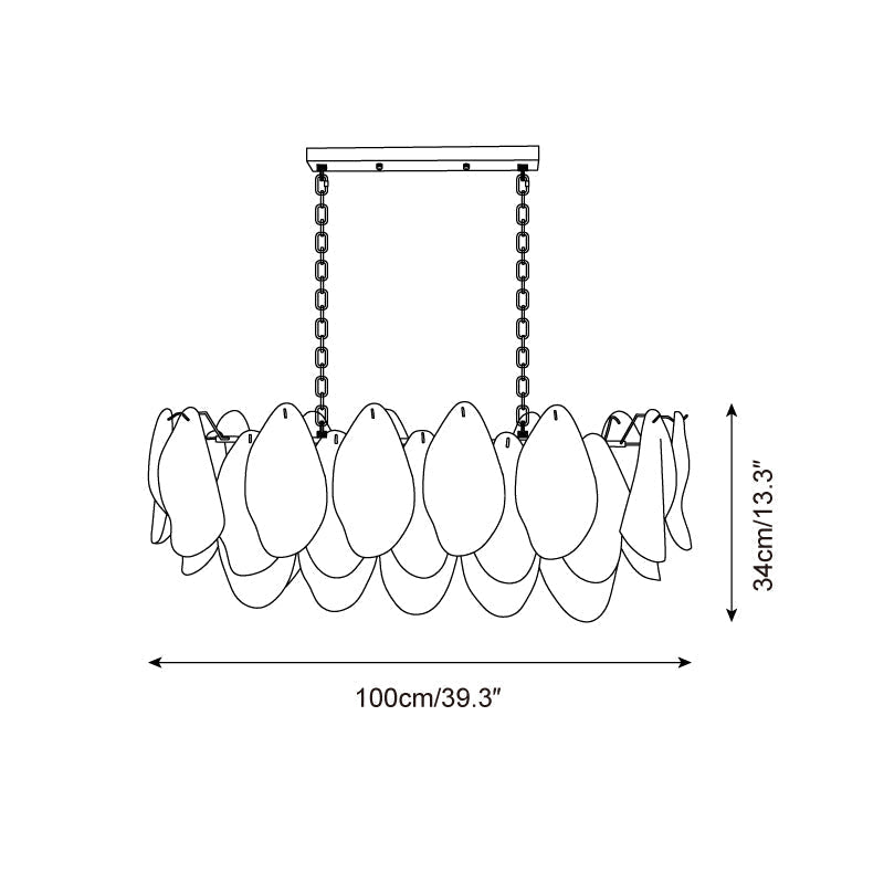 Caia Murano Glass Chandelier for Living Room - L 100cm x H 34cm / ∅ 39.3″ x H 13.3″WhiteBlushlighting