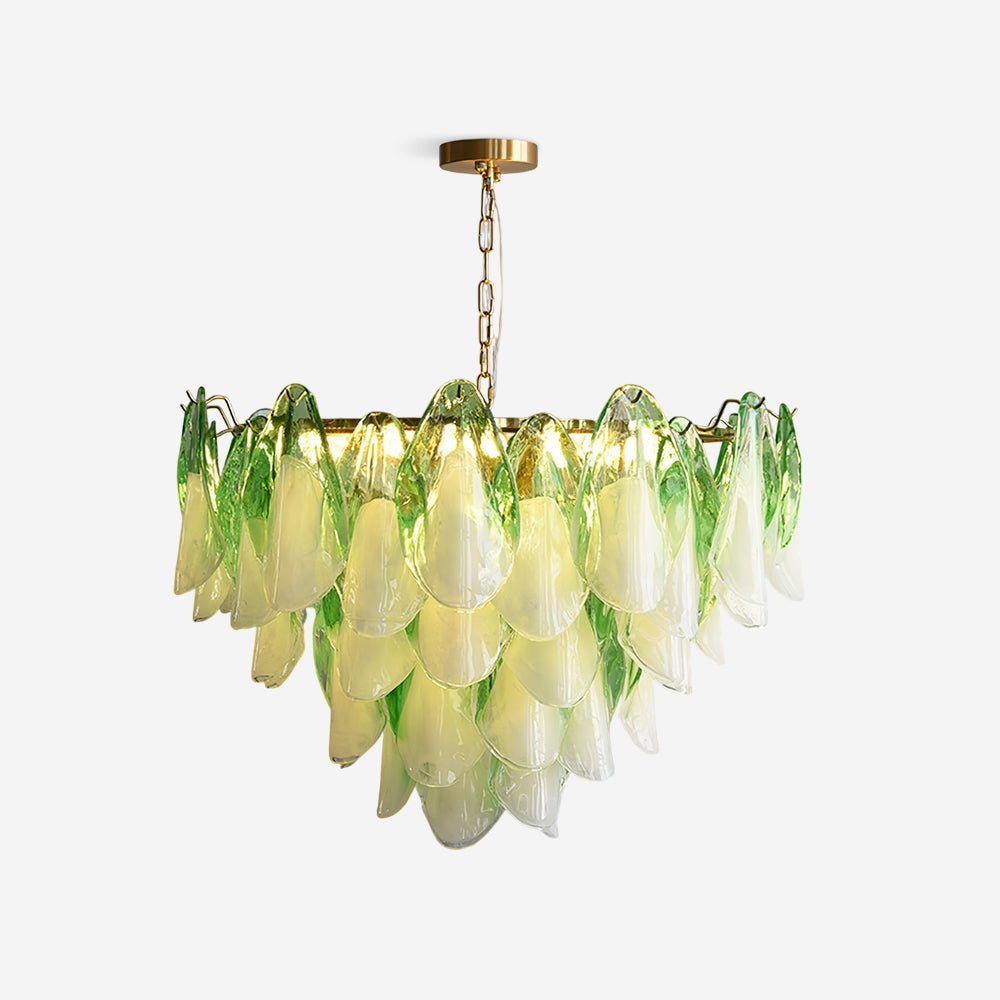 Caia Murano Glass Chandelier for Living Room - Dia 50cm x H 35cm / ∅ 19.6″ x H 13.7″Green & WhiteBlushlighting