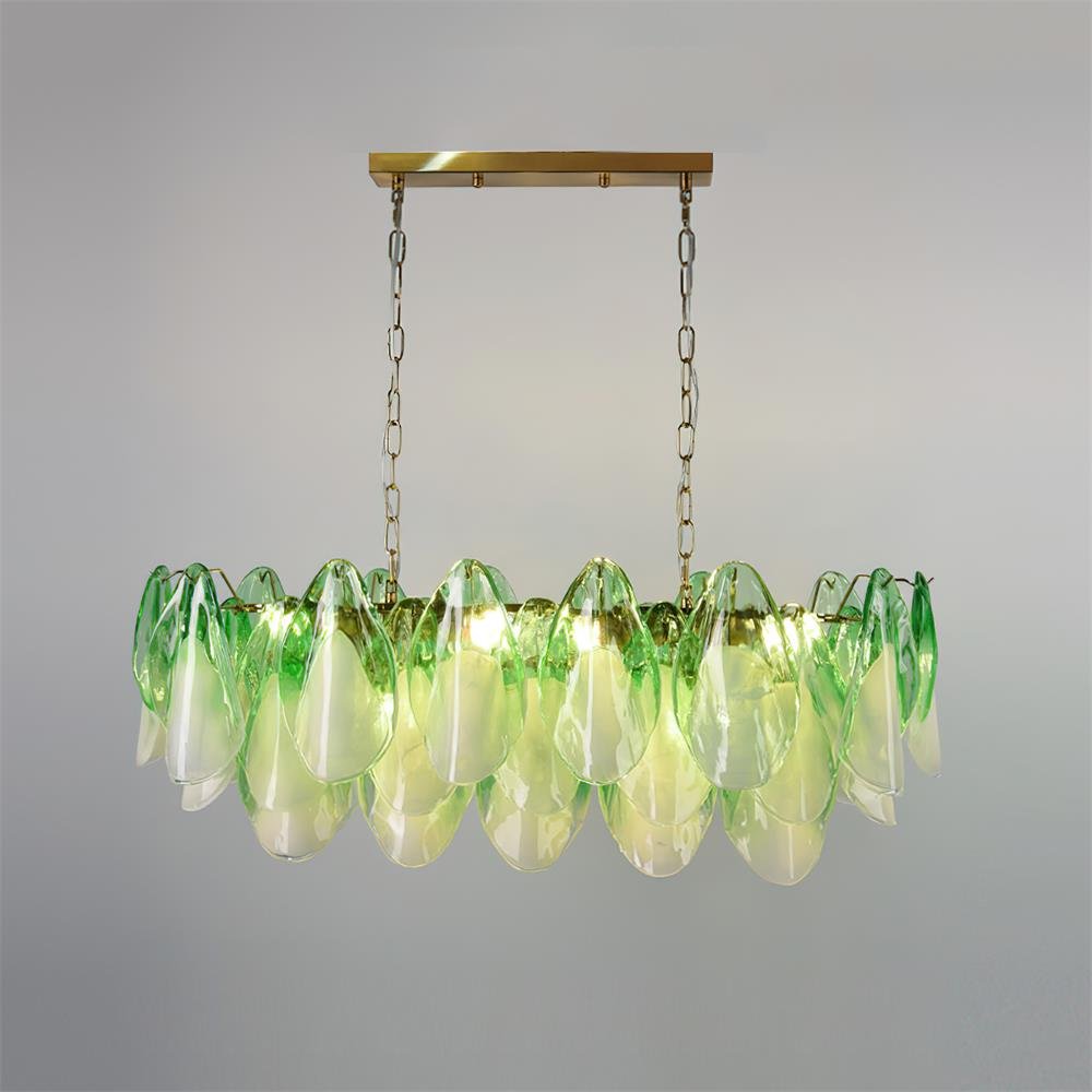 Caia Murano Glass Chandelier for Living Room - L 100cm x H 34cm / ∅ 39.3″ x H 13.3″Green & WhiteBlushlighting
