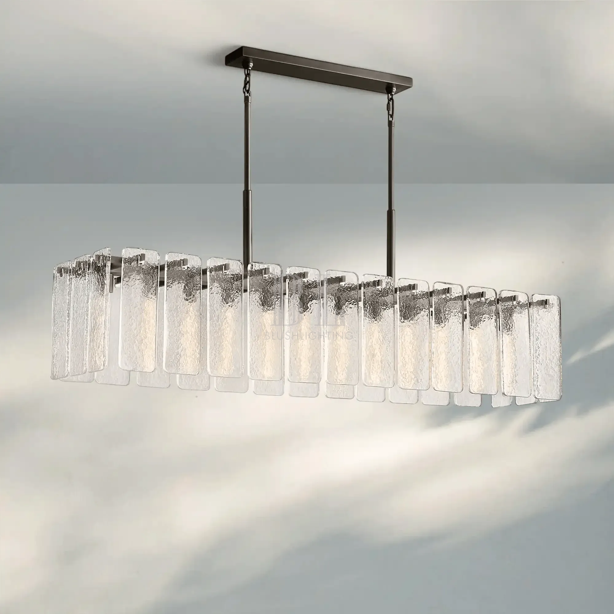 Calametta Glass Rectangular Chandelier 60" 72" - Blushlighting