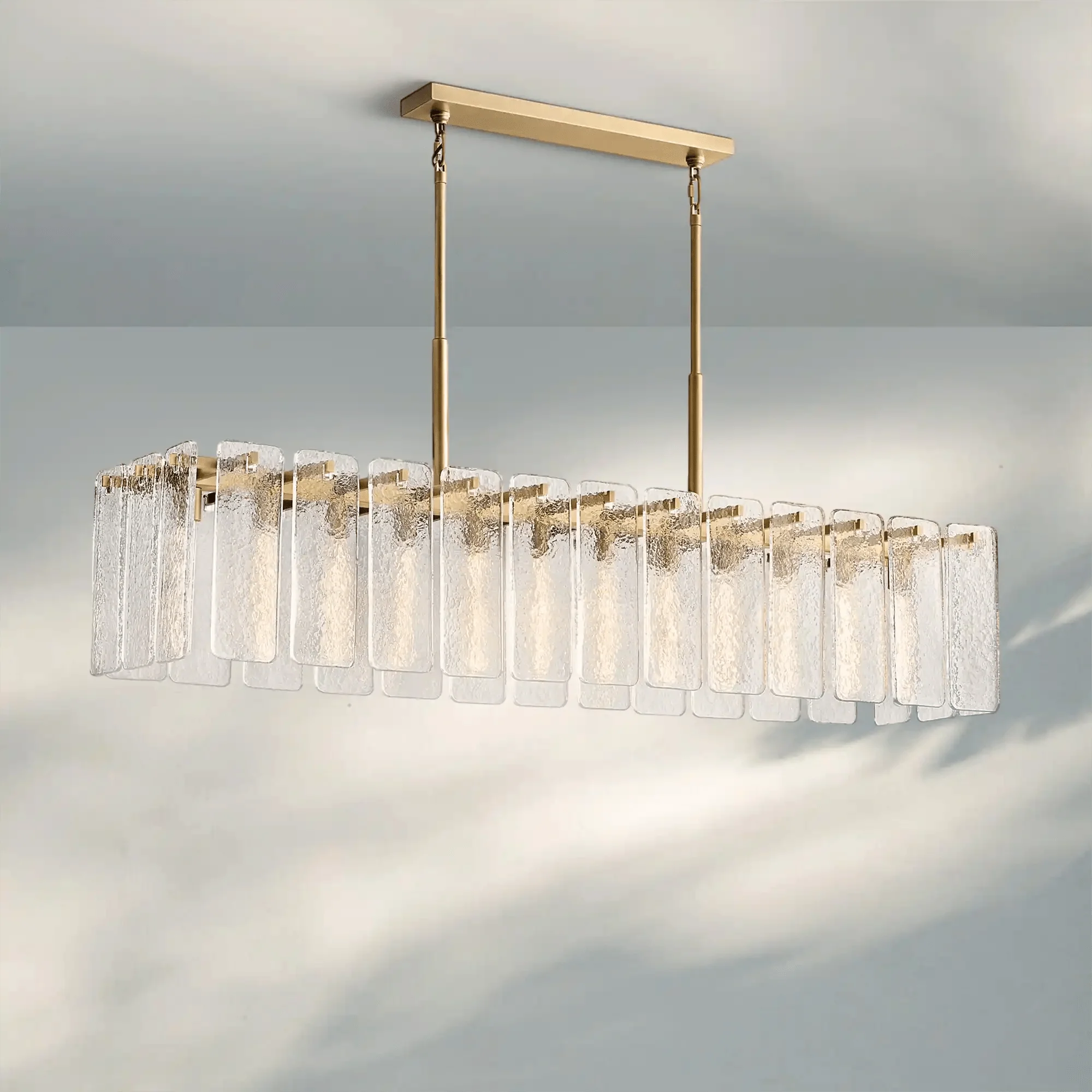 Calametta Glass Rectangular Chandelier 60" 72" - Blushlighting