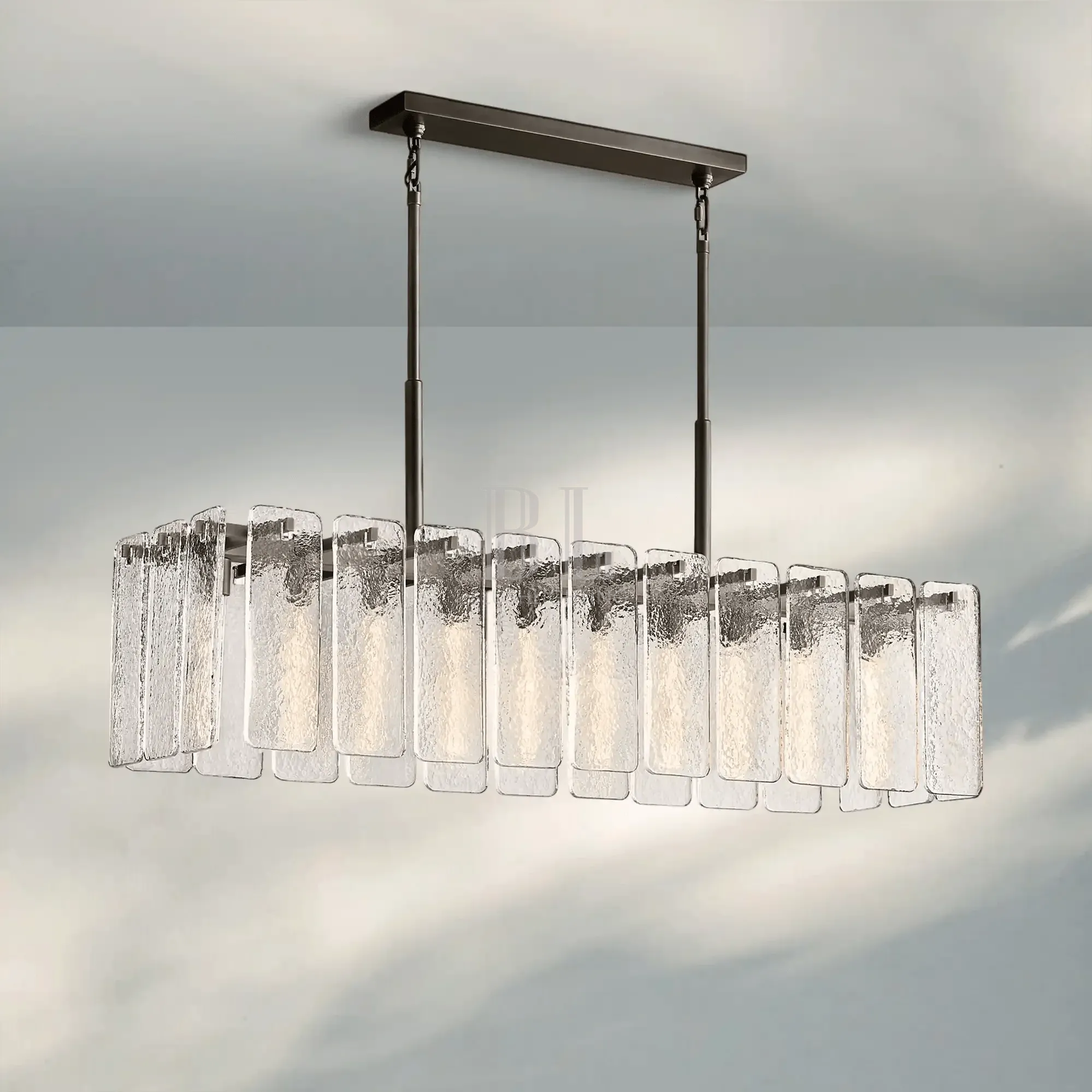 Calametta Glass Rectangular Chandelier 60" 72" - Blushlighting