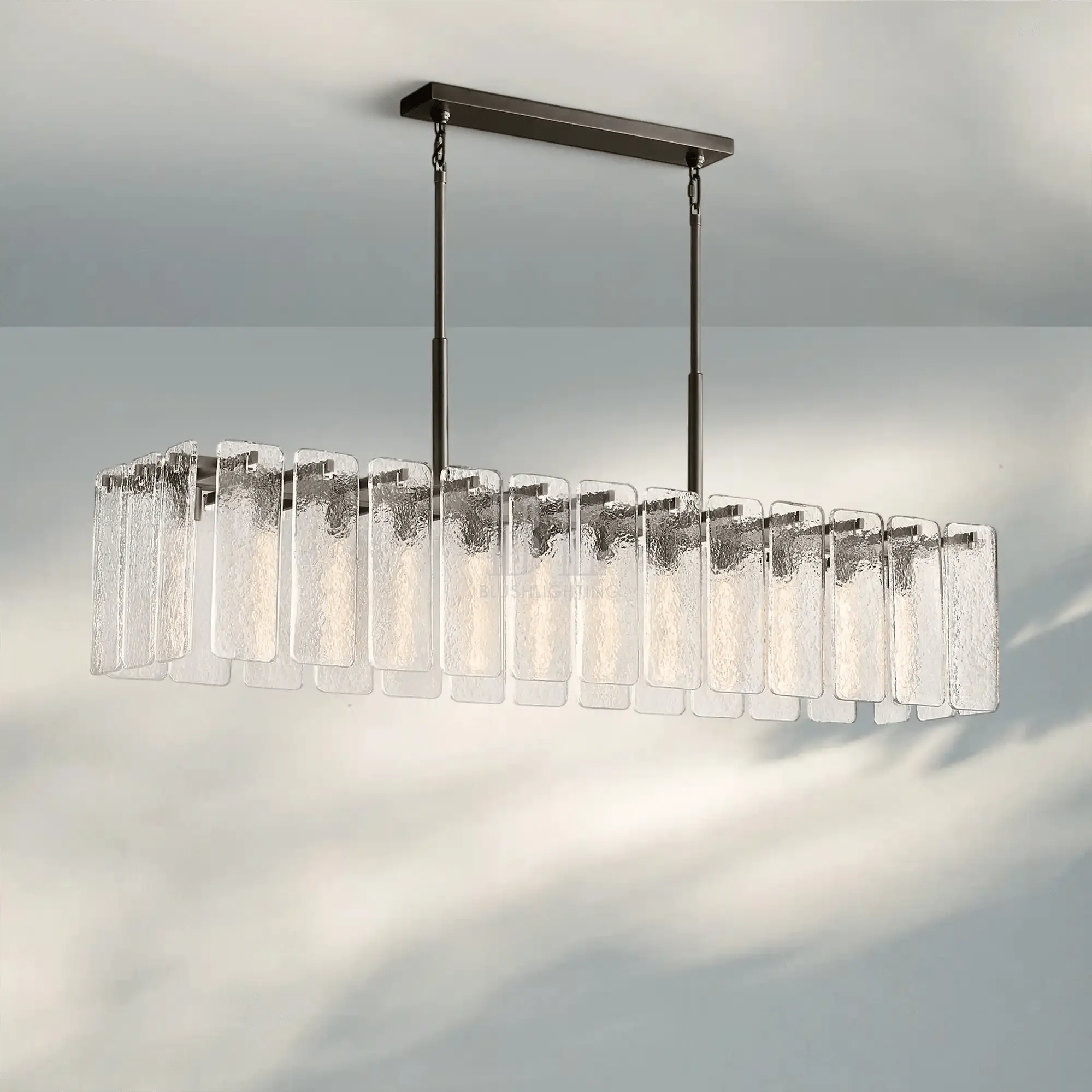 Calametta Glass Rectangular Chandelier 60" 72" - Blushlighting
