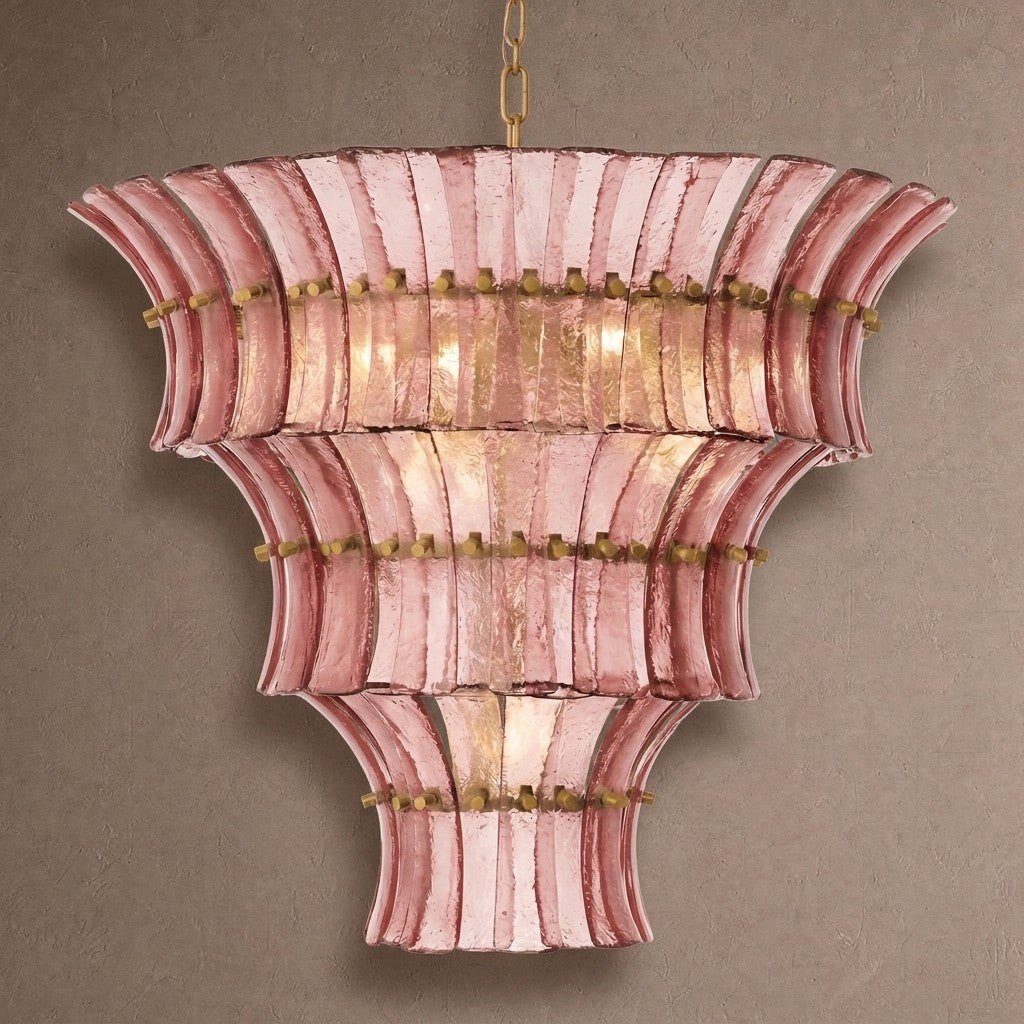 Calyra Tiered Glass Chandelier - ∅ 26.4″ x H 23.6″Pink & GoldBlushlighting
