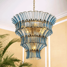 Calyra Tiered Glass Chandelier - ∅ 26.4″ x H 23.6″Blue & GoldBlushlighting