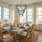 Calyra Tiered Glass Chandelier - ∅ 26.4″ x H 23.6″Blue & GoldBlushlighting
