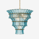 Calyra Tiered Glass Chandelier - ∅ 26.4″ x H 23.6″Blue & GoldBlushlighting