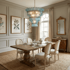 Calyra Tiered Glass Chandelier - ∅ 26.4″ x H 23.6″Blue & GoldBlushlighting