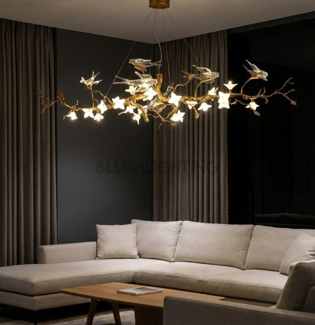 Calyx Bird Branch Chandelier for Dining Room - Copper49.2" (125cm)Warm White 3000KBlushlighting