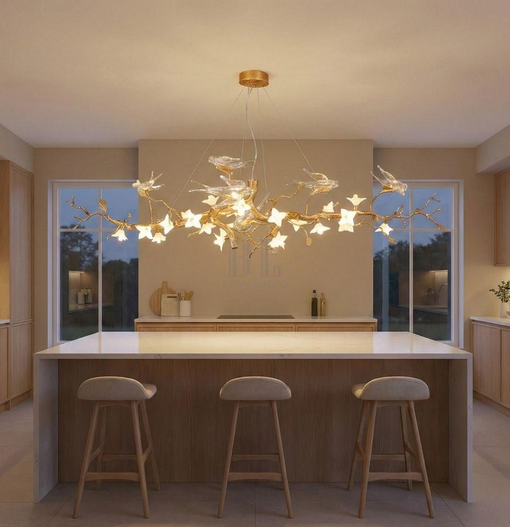 Calyx Bird Branch Chandelier for Dining Room - Copper49.2" (125cm)Warm White 3000KBlushlighting