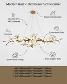 Calyx Bird Branch Chandelier for Dining Room - Copper49.2" (125cm)Warm White 3000KBlushlighting