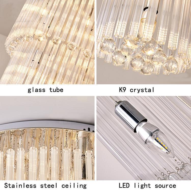 Camille Multiple Tier Crystal Chandelier - Diameter( 15.8 in ) x Height ( 39.4 in )3 LayersBlushlighting