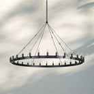 Camina Luxury Vintage Round Chandelier-Round 50'' 24-Light-Matte Black-Candelabra