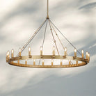 Camina Luxury Vintage Round Chandelier-Round 50'' 24-Light-Lacquered Brass-Candelabra