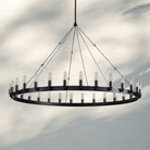 Camina Luxury Vintage Round Chandelier-Round 73'' 36-Light-Matte Black-Candelabra
